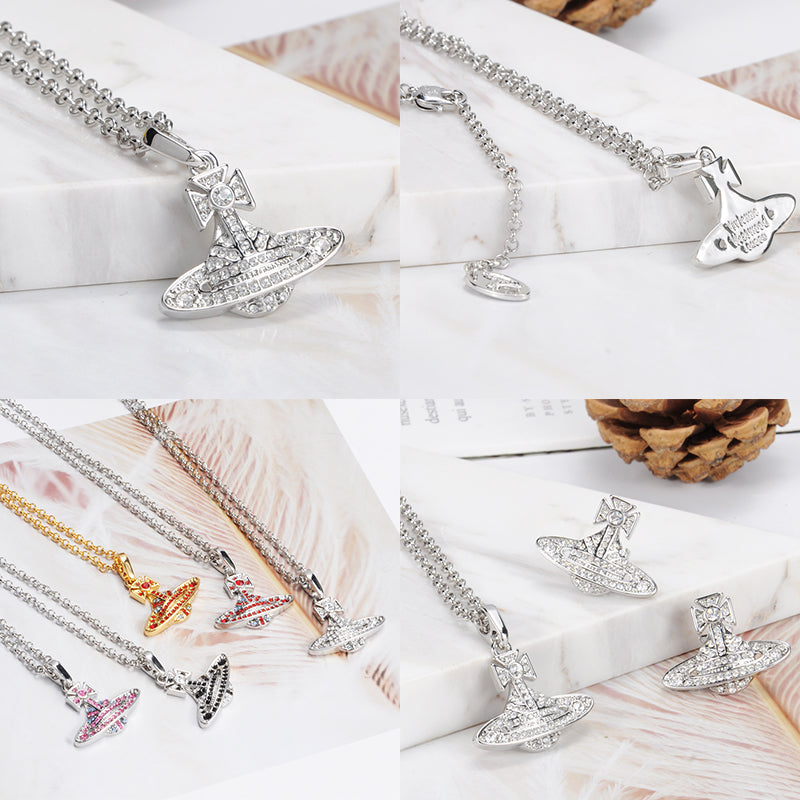 Gem Studded Union Jack Orb Pendant Necklace (5 Colors)