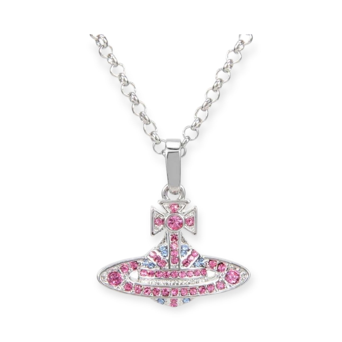 Gem Studded Union Jack Orb Pendant Necklace (5 Colors)