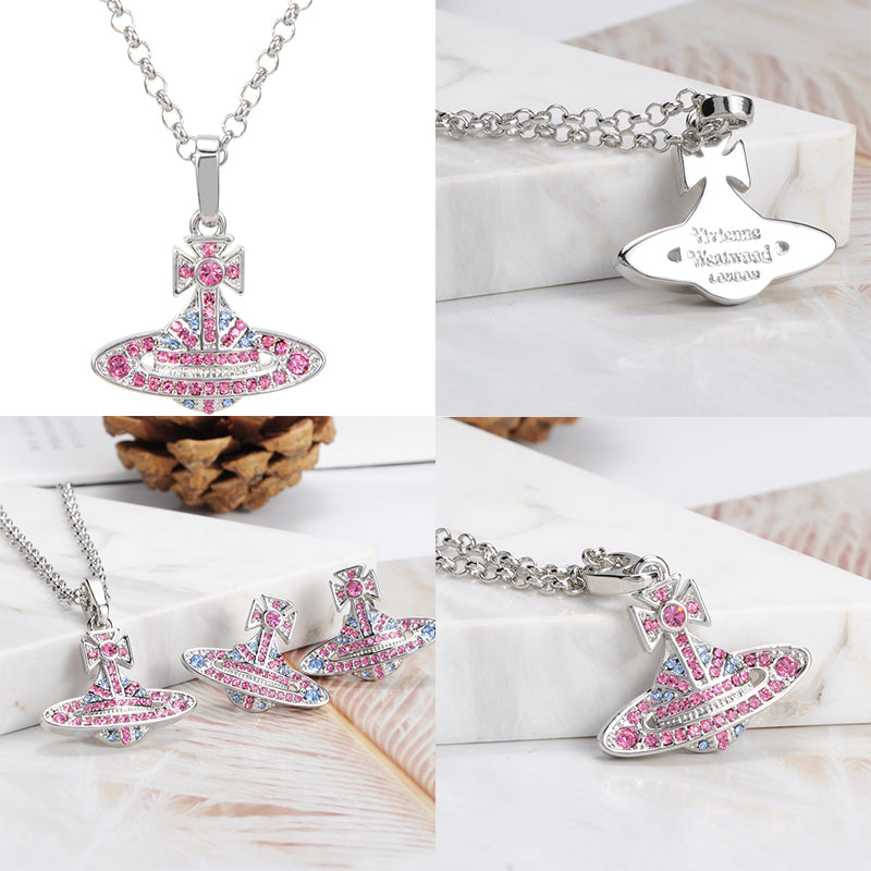 Gem Studded Union Jack Orb Pendant Necklace (5 Colors)