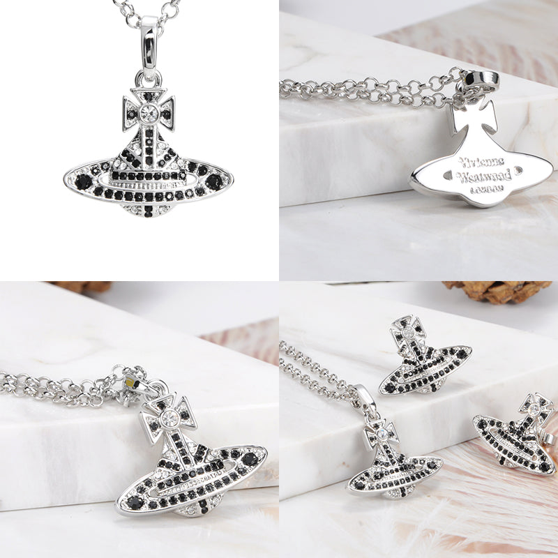 Gem Studded Union Jack Orb Pendant Necklace (5 Colors)