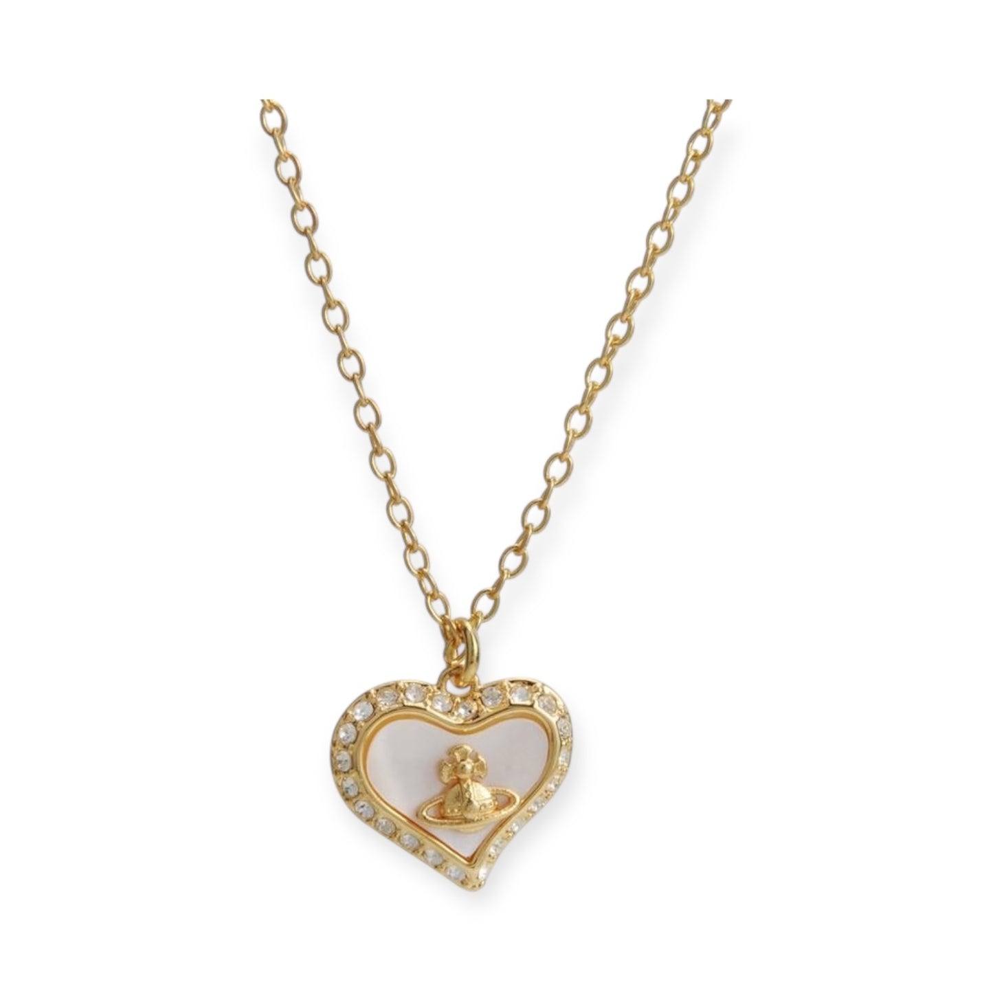 Heart Shaped Shape Plate Design Colorful Pendant Gem Studded Necklace (4 Colors)