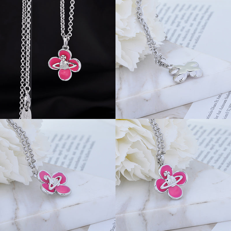 Clover Flower Staple Orb Pendant Pink & Purple (2 colors)