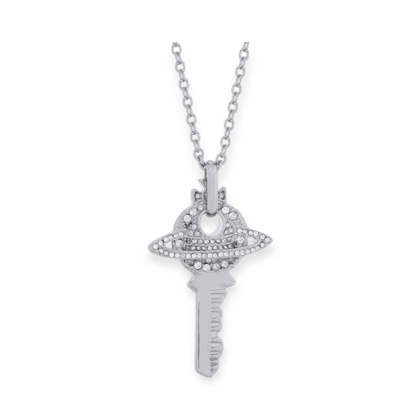 Key Pendant Silver Gem Studded Necklace Gold & Silver (2 Colors)