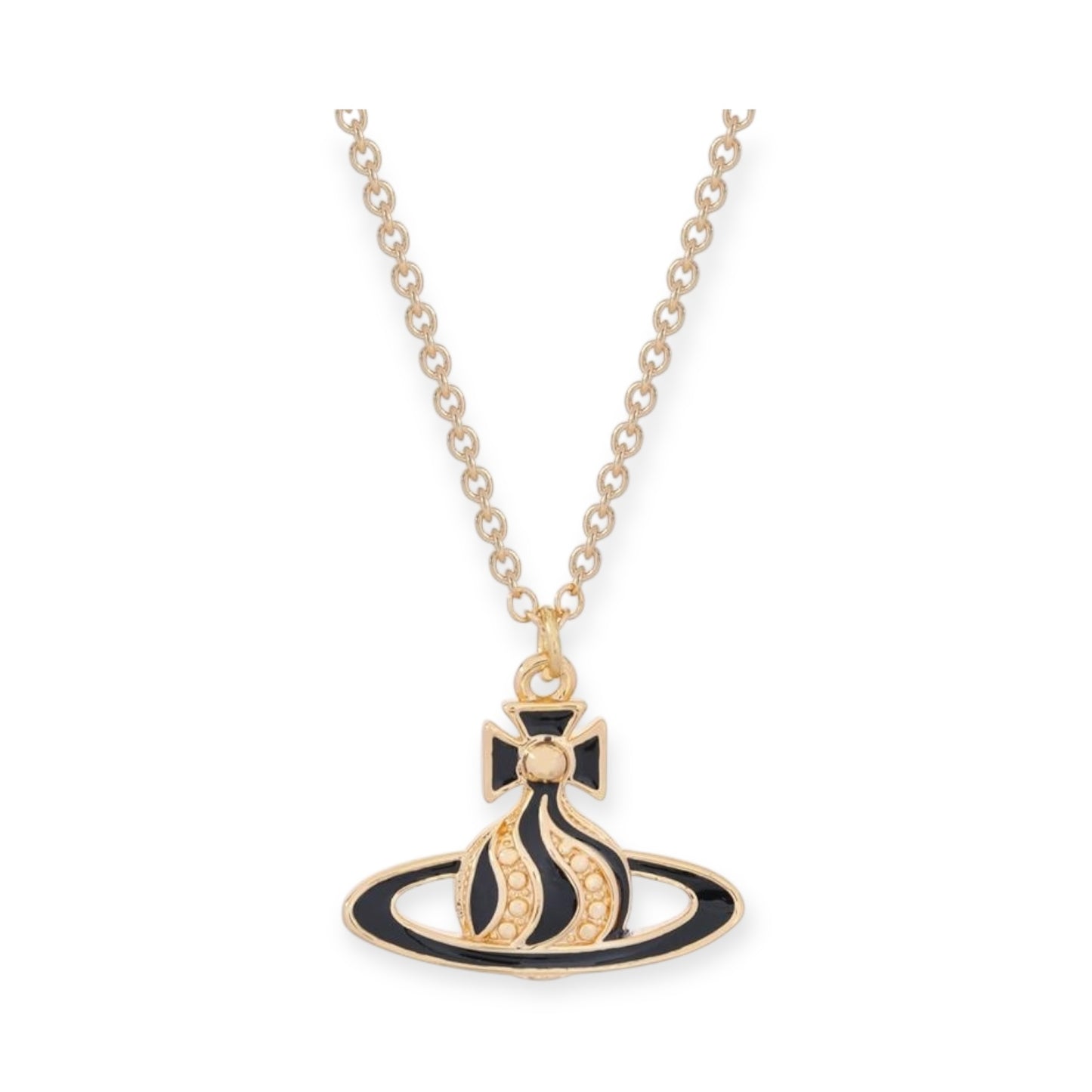 Gem Studded Swivel Pattern Orb Pendant Necklace (6 Colors)