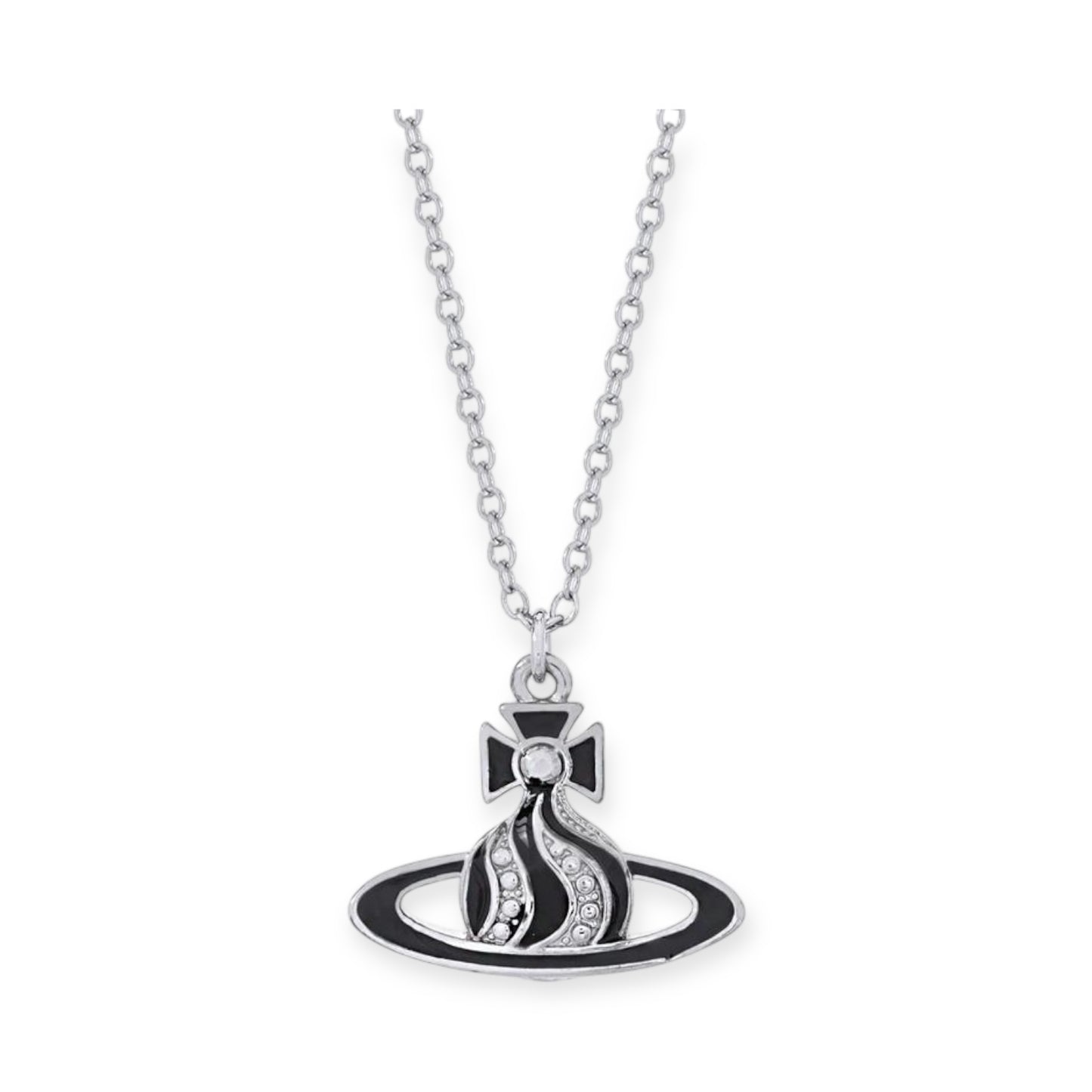 Gem Studded Swivel Pattern Orb Pendant Necklace (6 Colors)
