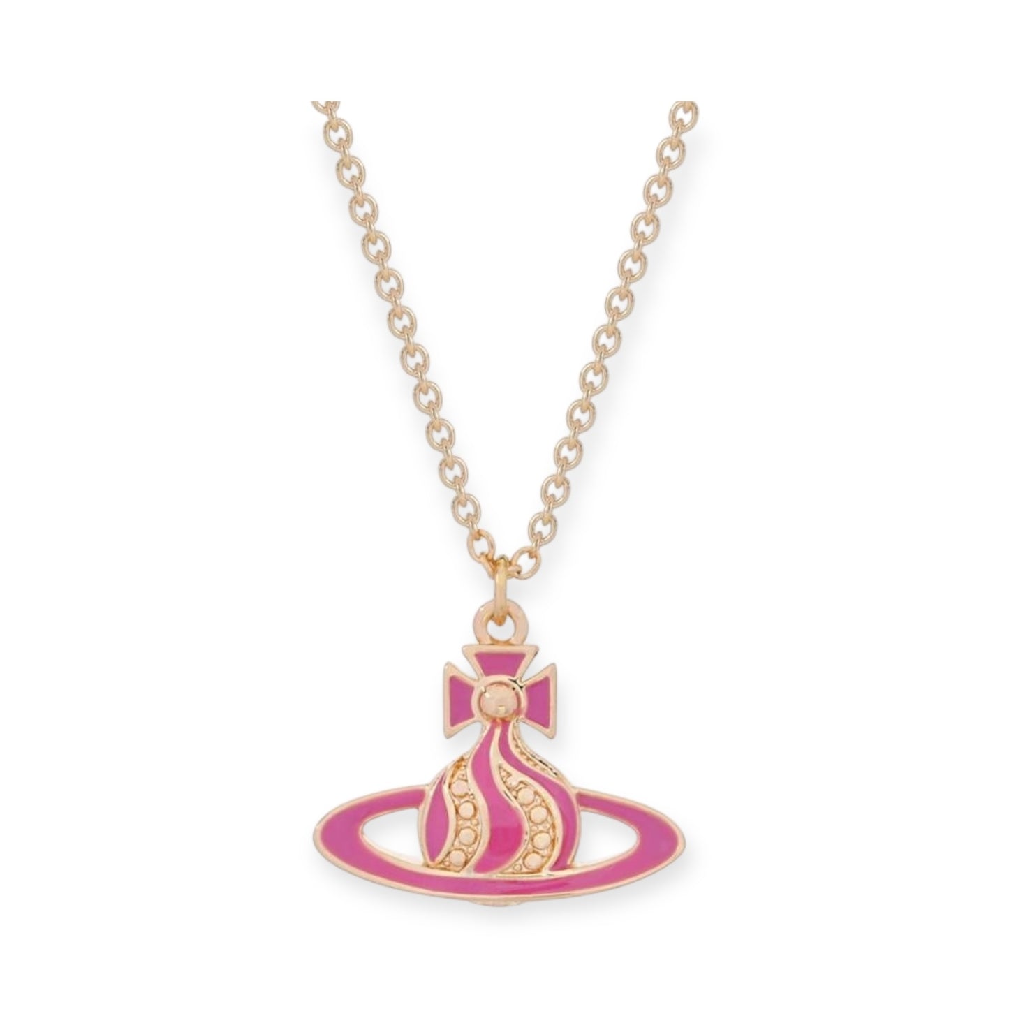 Gem Studded Swivel Pattern Orb Pendant Necklace (6 Colors)