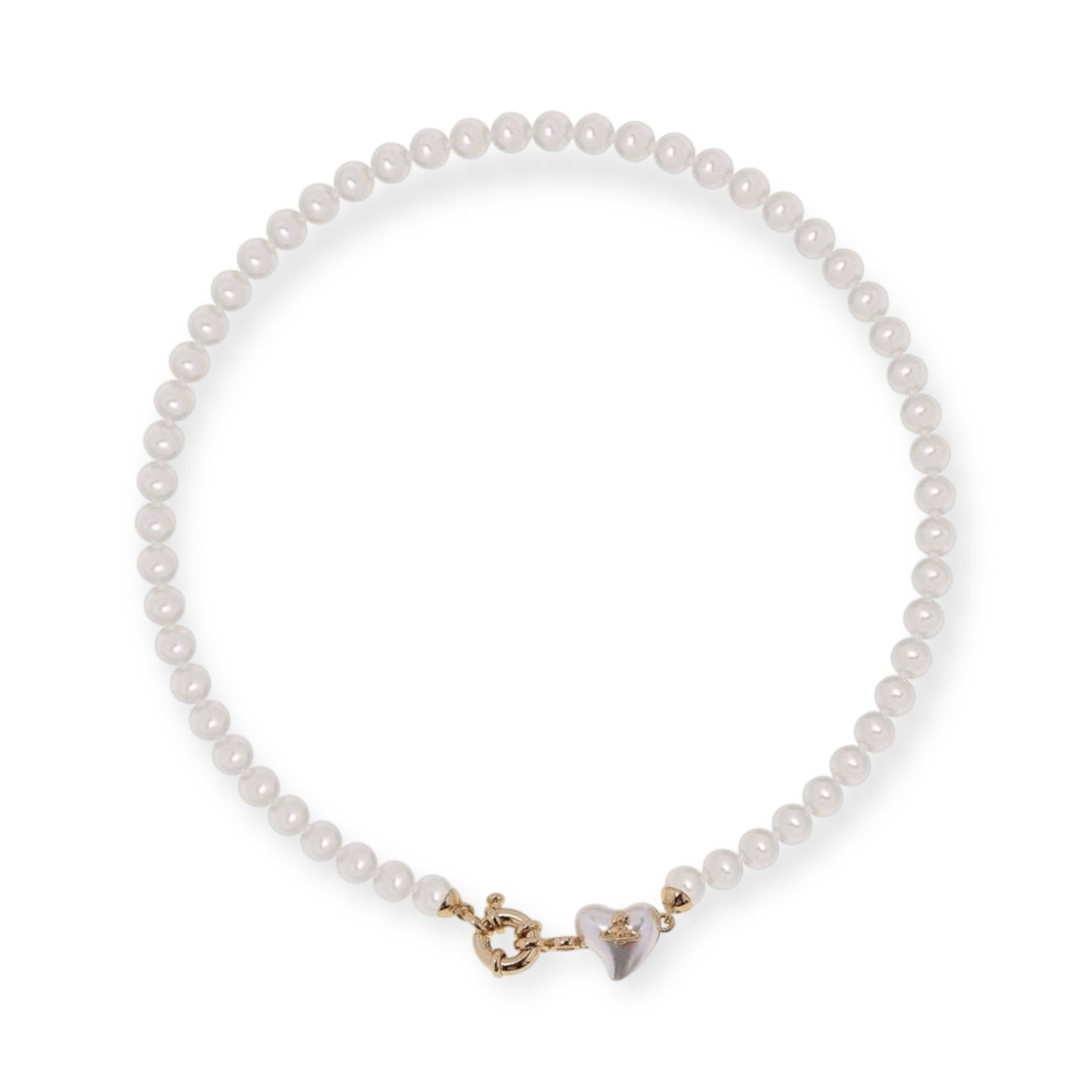 Pearl Heart Design Pendant Choker Necklace Gold & Silver (2 Colors)