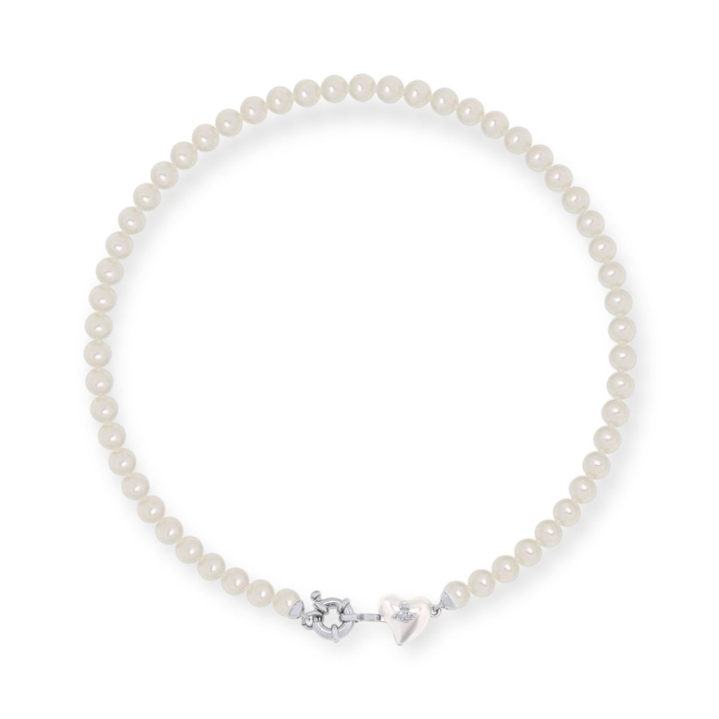 Pearl Heart Design Pendant Choker Necklace Gold & Silver (2 Colors)