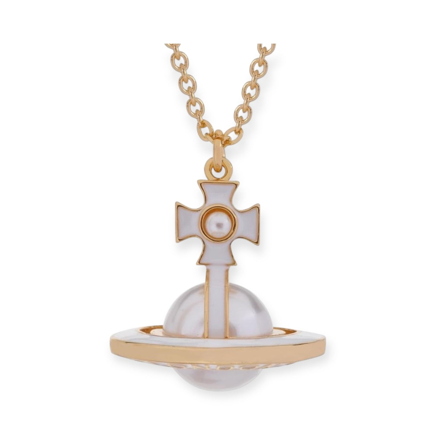 Milky Outline Design Pearl Orb Pendant Necklace Gold & Silver (2 Colors)