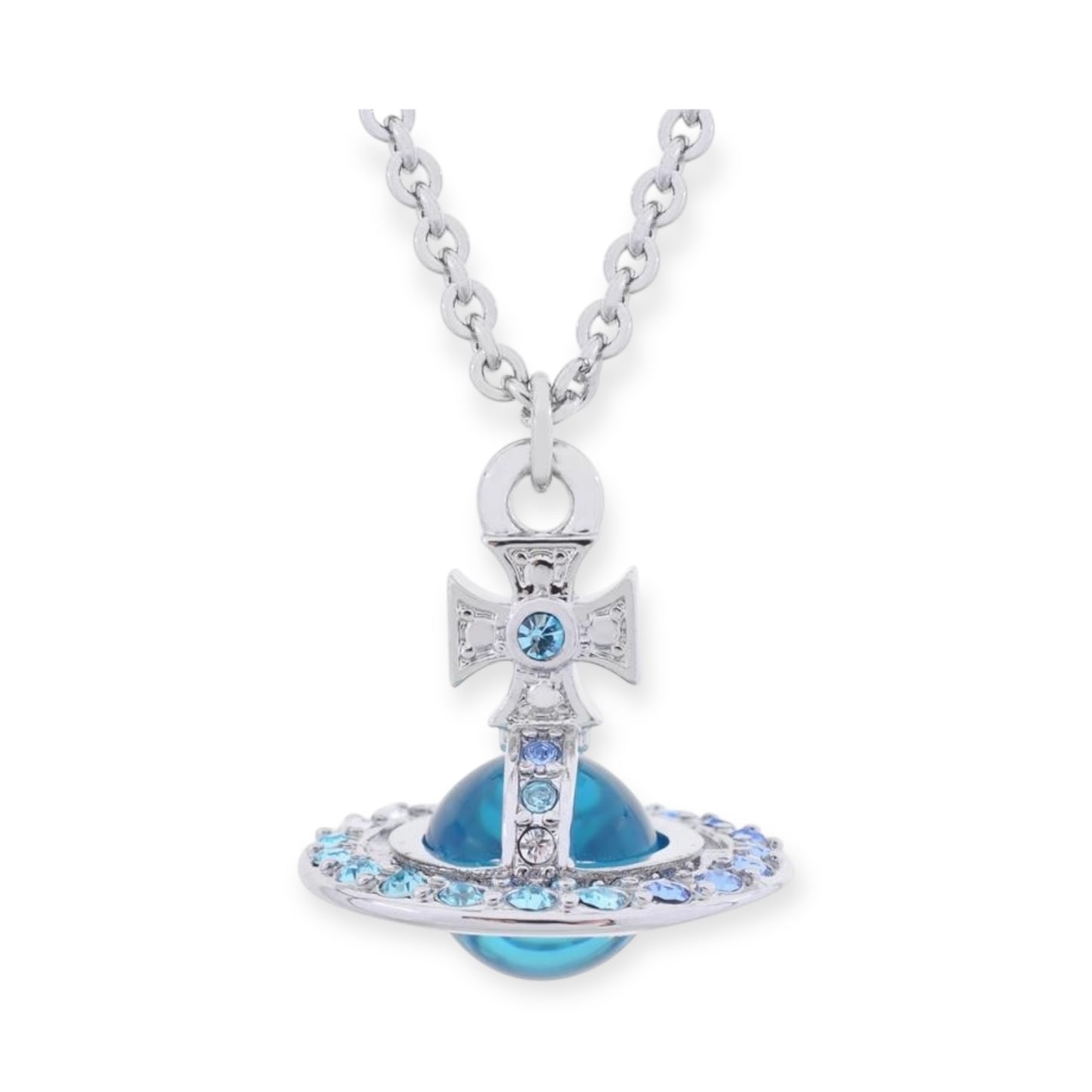 Multi Colored Gem Studded Rim Orb Pendant Necklace (3 Colors)