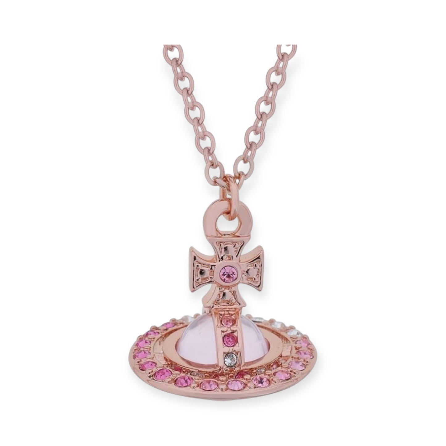 Multi Colored Gem Studded Rim Orb Pendant Necklace (3 Colors)