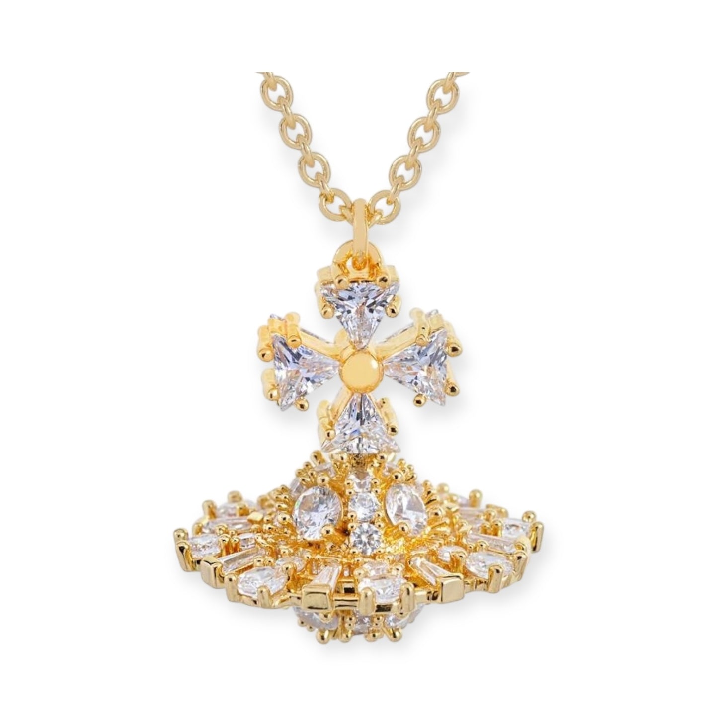 Multi Gem Crystal Design 3D Abstract Orb Pendant Necklace Gold & Silver (2 Colors)