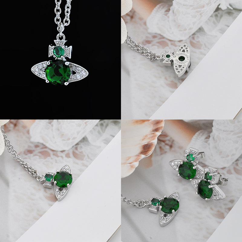 Multicolor Gem Encrusted Studded Orb Pendant Necklace (4 Colors)