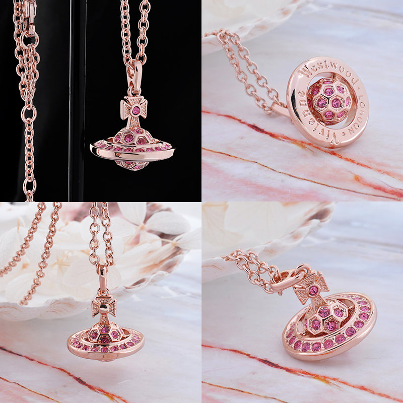 Multicolor Gem Studded Soccer Ball Design Orb Pendant Necklace (4 Colors)