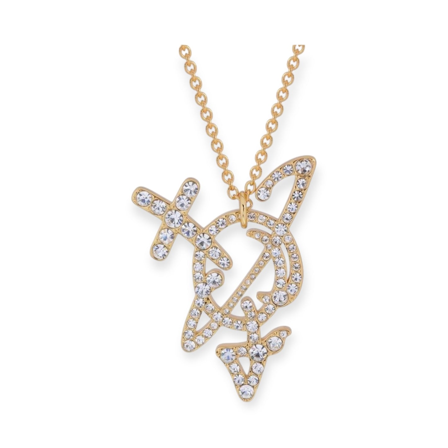 Redesigned Gem Encrusted 2D Orb Pendant Necklace (3 Colors)