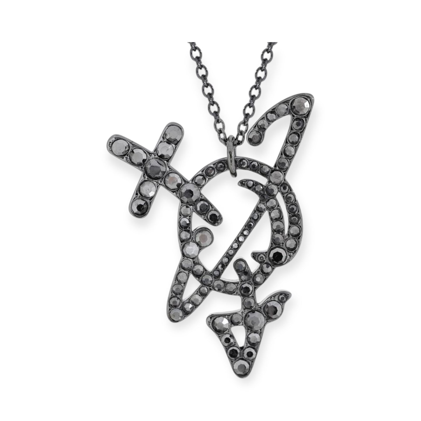 Redesigned Gem Encrusted 2D Orb Pendant Necklace (3 Colors)