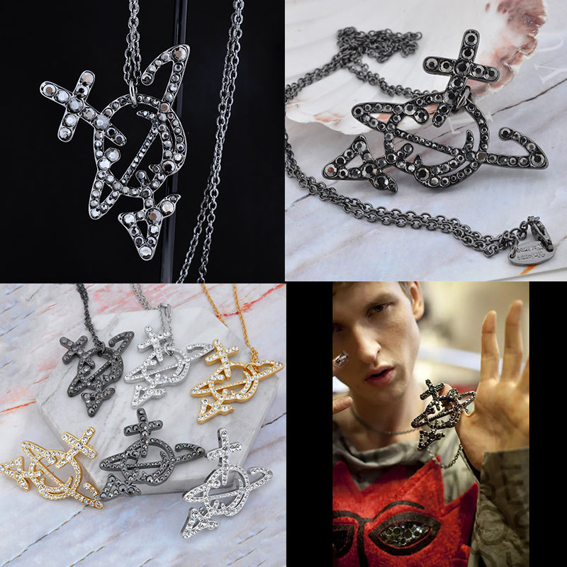 Redesigned Gem Encrusted 2D Orb Pendant Necklace (3 Colors)