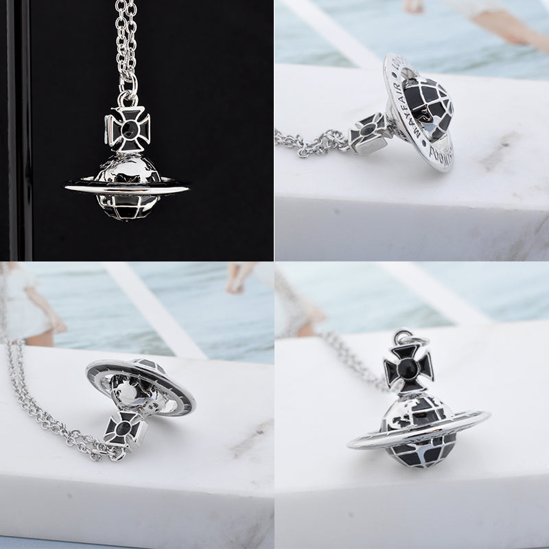 Earth Globe Abstract Design Orb Pendant Necklace (4 Colors)