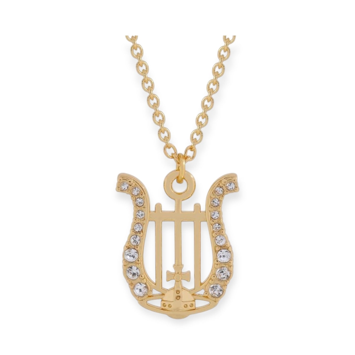 Gem Studded Horseshoe Orb Pendant Gem Necklace Gold & Silver (2 Colors)