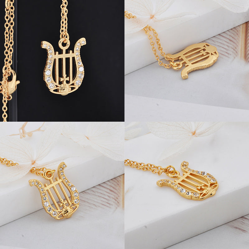 Gem Studded Horseshoe Orb Pendant Gem Necklace Gold & Silver (2 Colors)