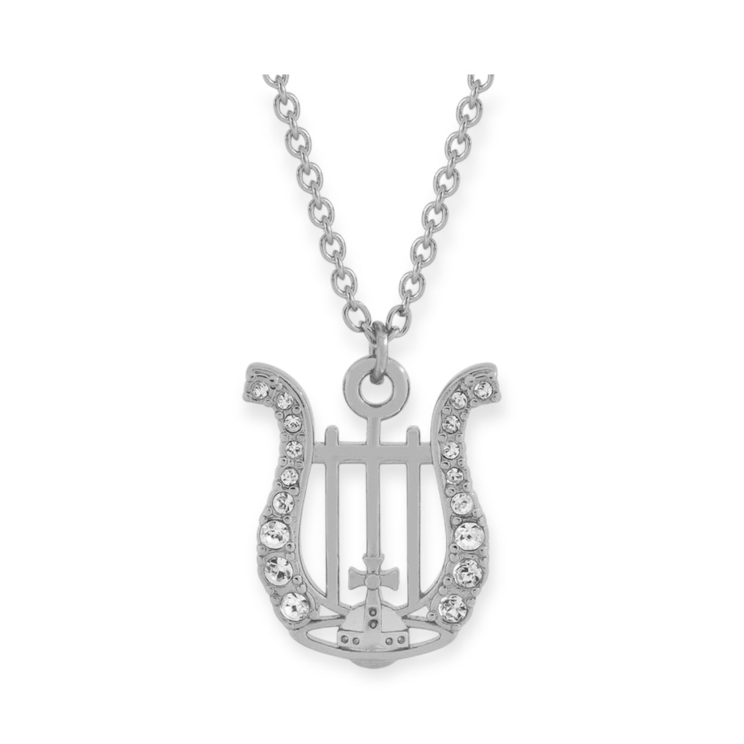 Gem Studded Horseshoe Orb Pendant Gem Necklace Gold & Silver (2 Colors)