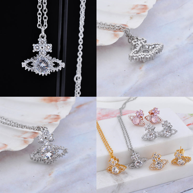 Crystallised Abstract Gem Studded Pendant Orb Necklace (3 Colors)