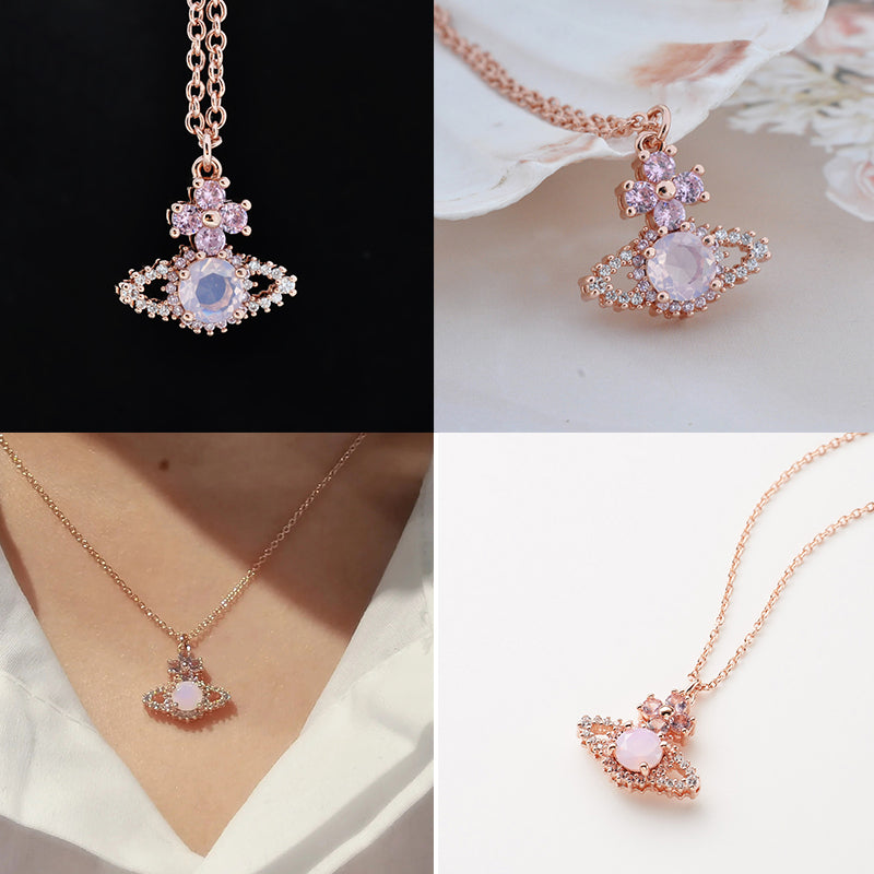 Crystallised Abstract Gem Studded Pendant Orb Necklace (3 Colors)