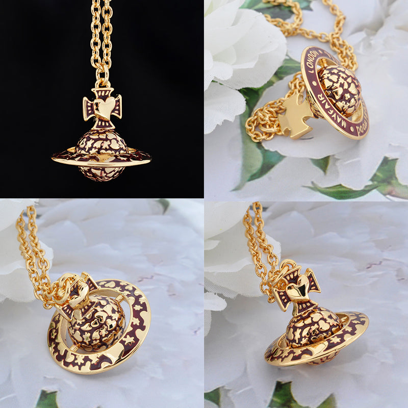 Graffiti Pattern Orb Pendant Necklace (4 Colors)