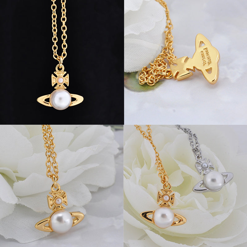 Mini Pearl Orb Pendant Necklace Gold & Silver (2 Colors)