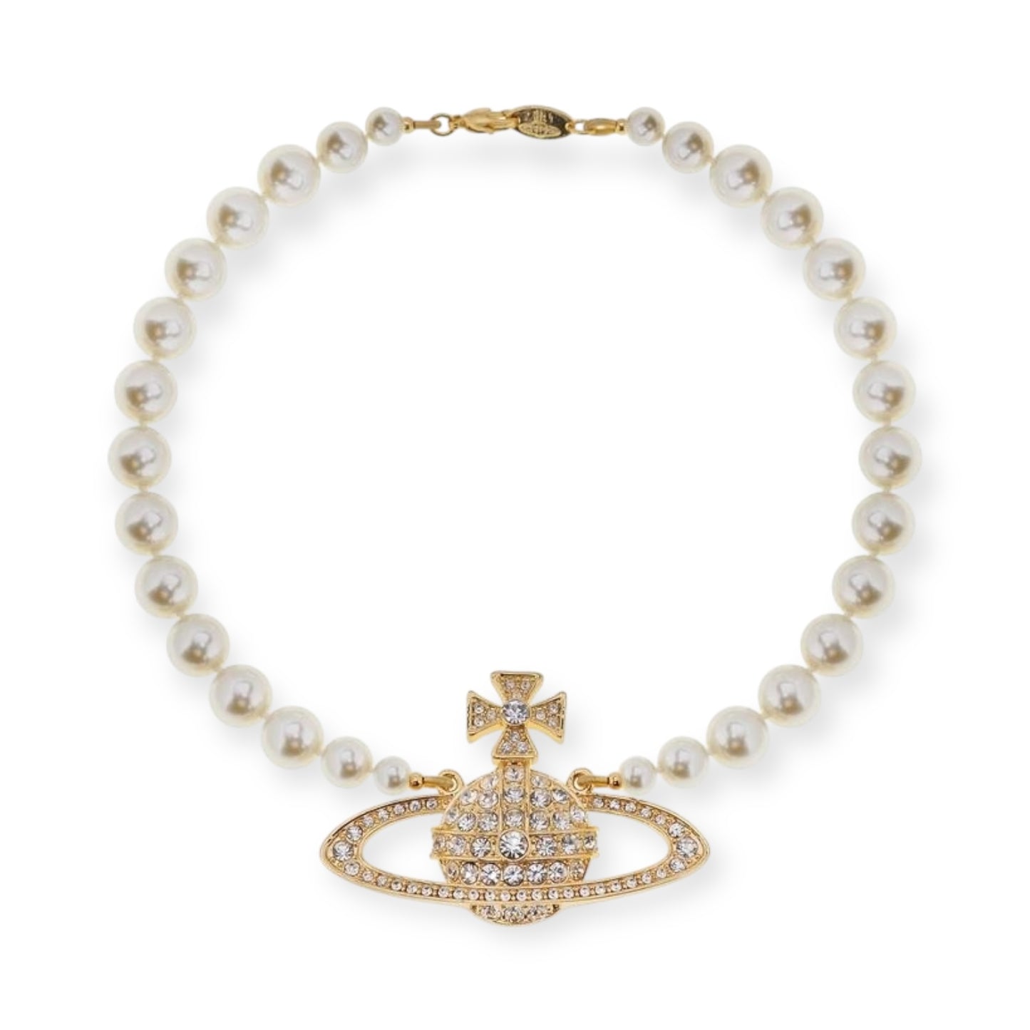 Pearl Gem Studded Orb Pendant Choker Necklace Gold & Silver (2 Colors)