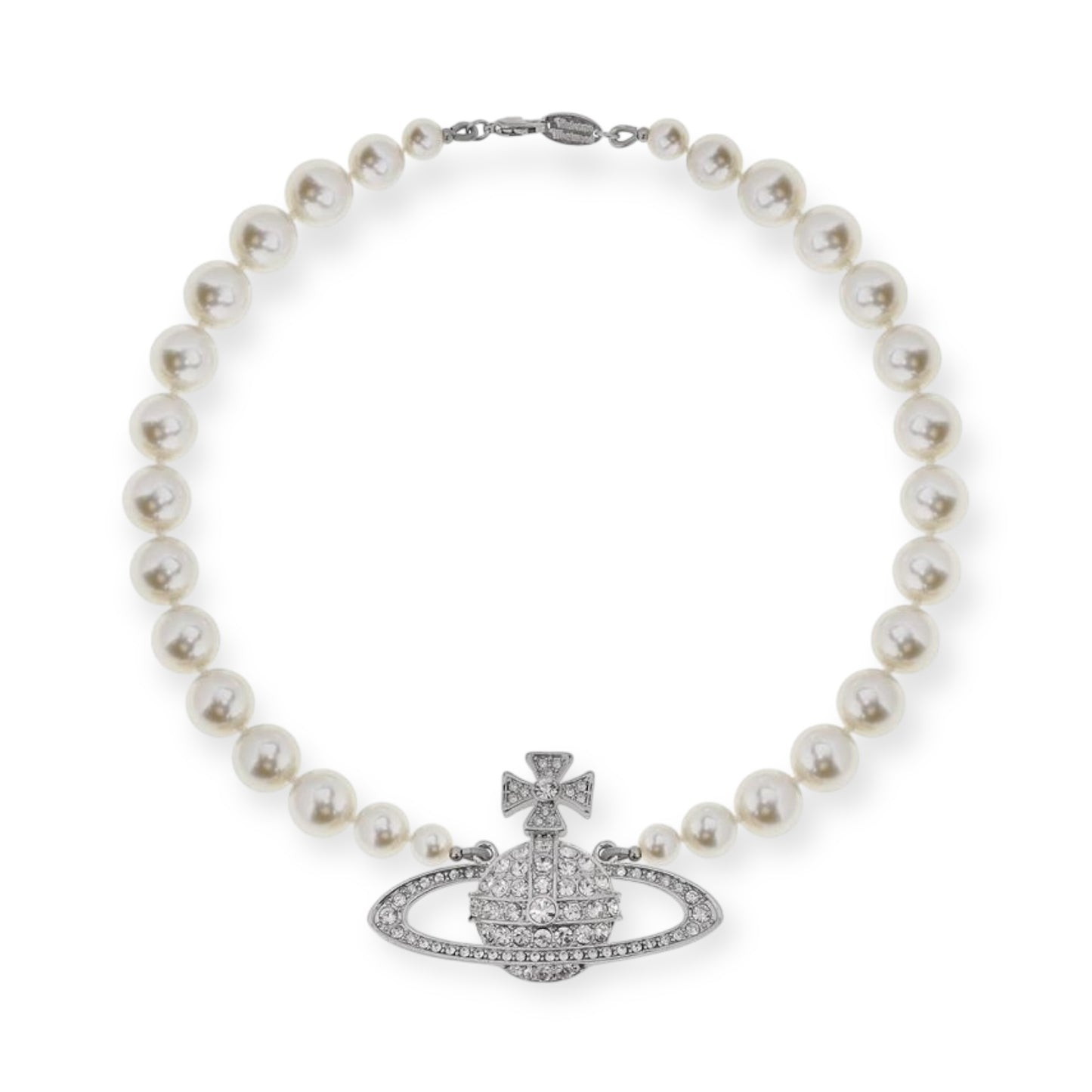 Pearl Gem Studded Orb Pendant Choker Necklace Gold & Silver (2 Colors)