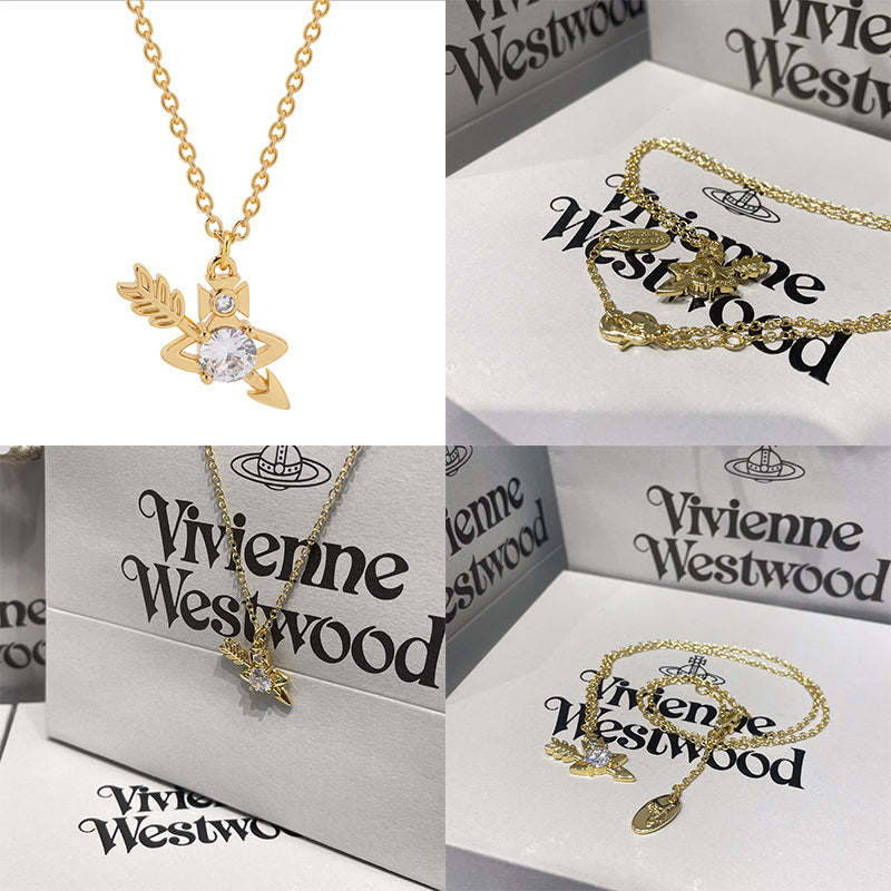 Orb Arrow Gem Pendant Necklace Gold & Silver (2 Colors)