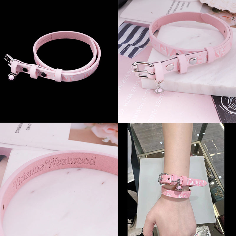 Statement Orb Design Leather Belt Choker Necklace / Bracelet (5 Colors)