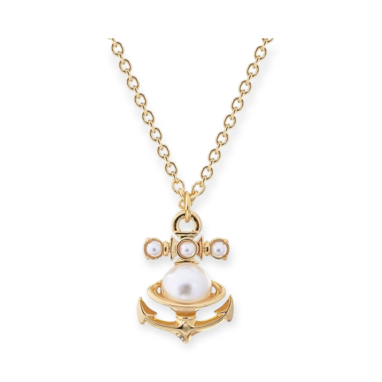 Anchor Pearl Pendant Necklace Gold & Silver (2 Color)