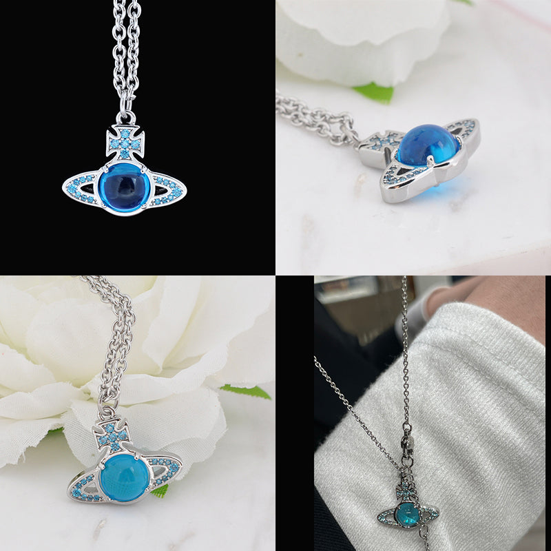 Colorful Studded Gem Orb Pendant Necklace (5 Colors)