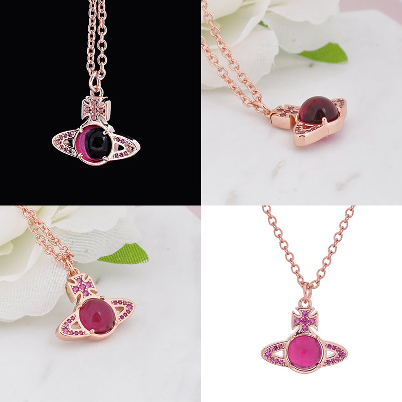 Colorful Studded Gem Orb Pendant Necklace (5 Colors)