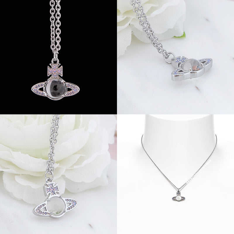 Colorful Studded Gem Orb Pendant Necklace (5 Colors)