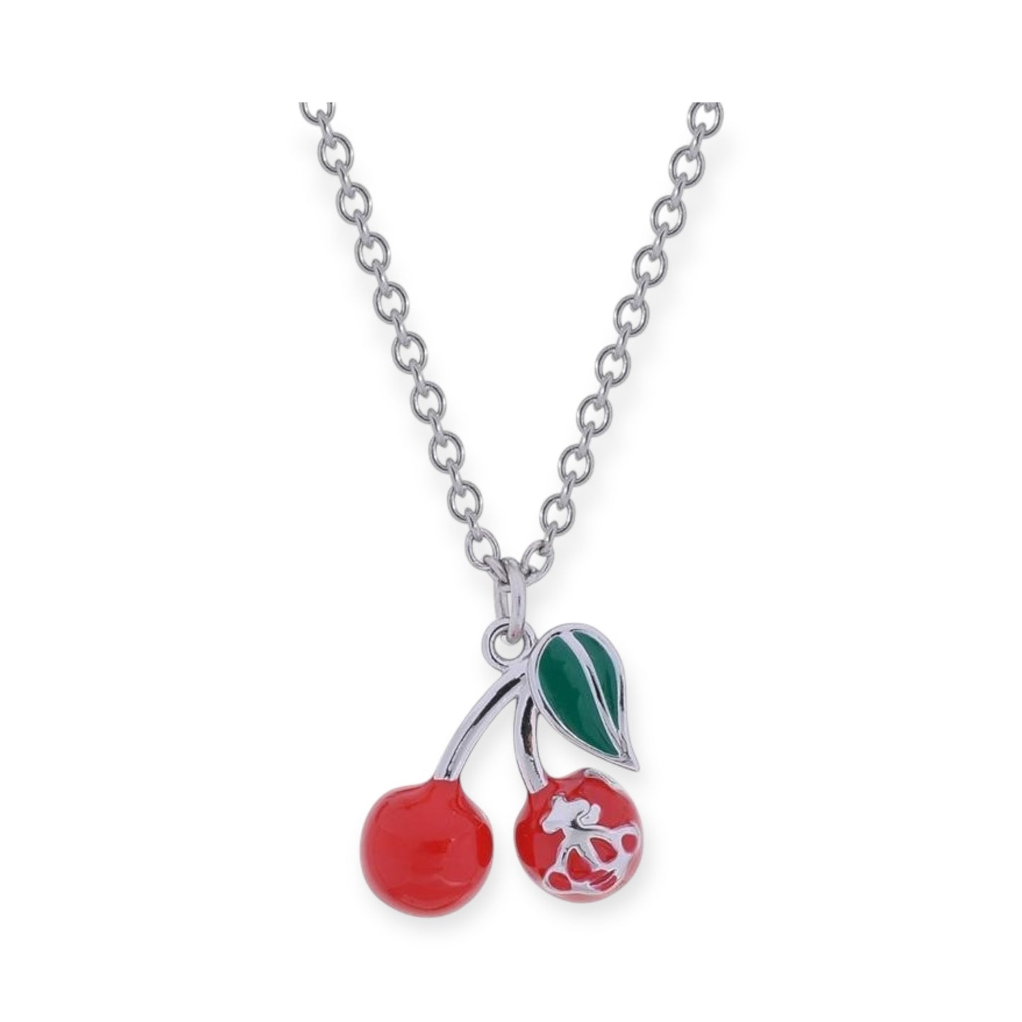 Cherry Fruit Engraved Orb Pendant Necklace Silver & Gold (2 Colors)