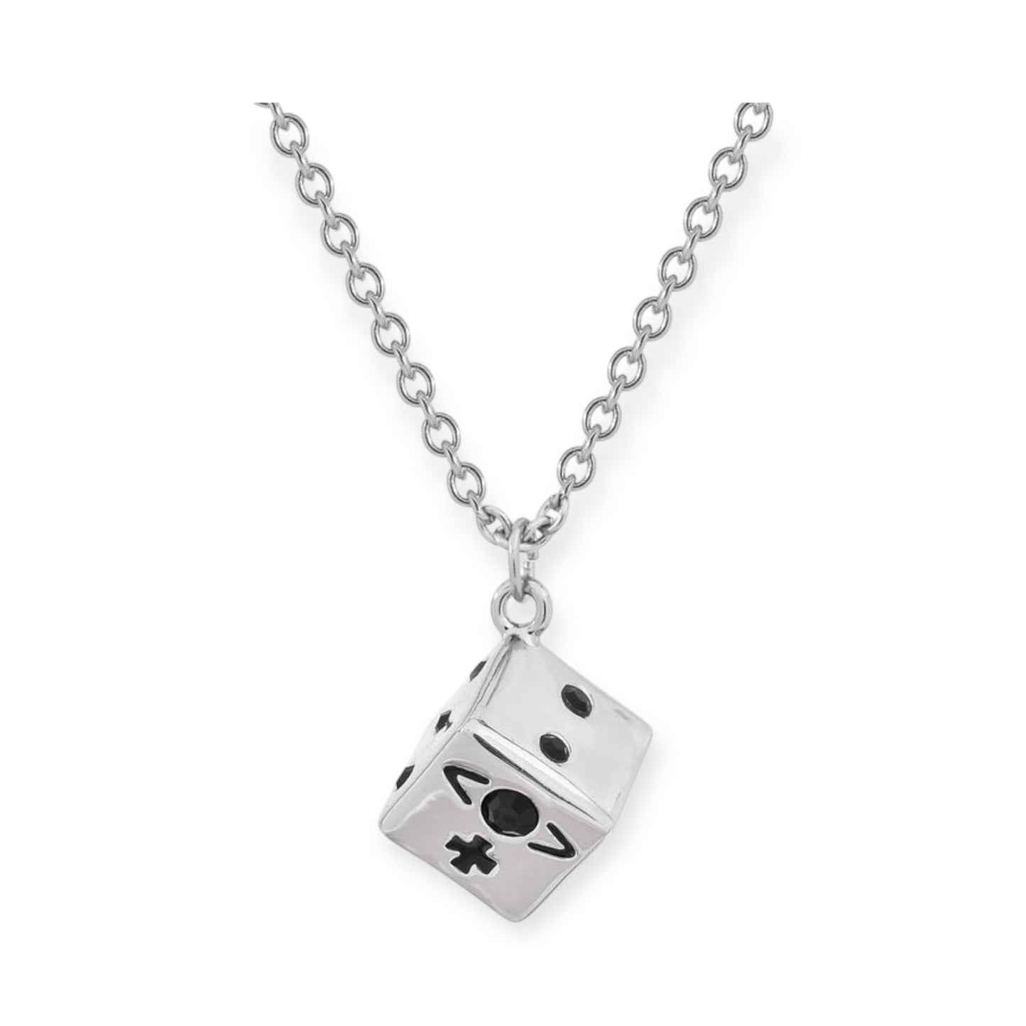 Dice Design Engraved Orb Necklace Gold & Silver (2 Colors)