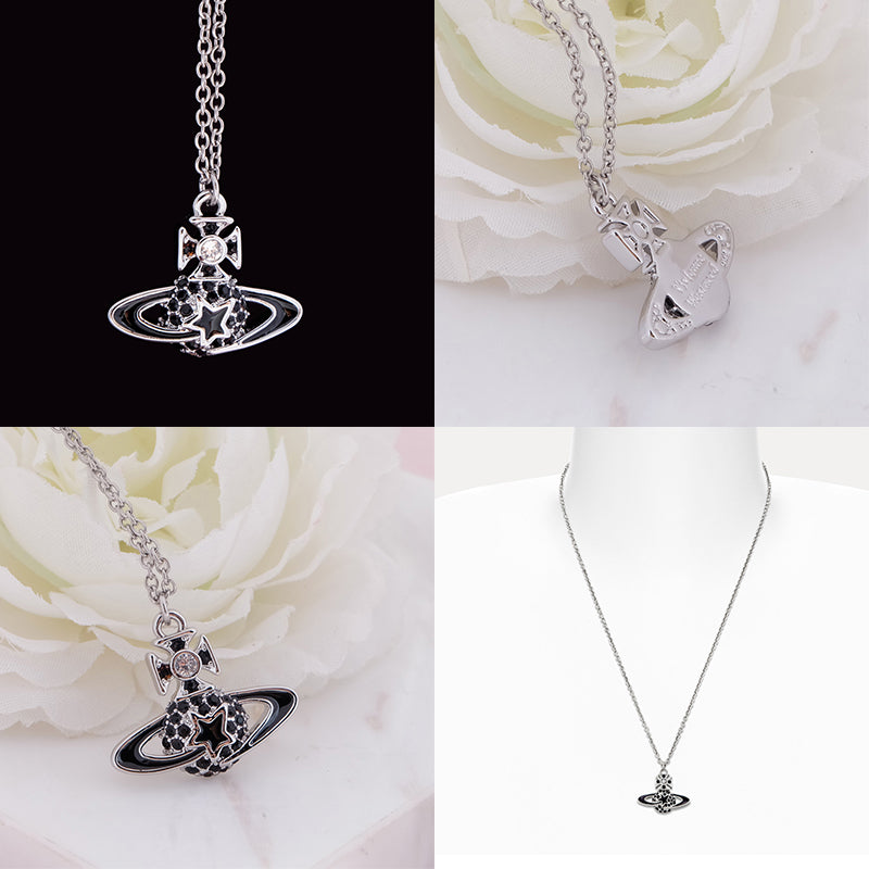 Shooting Star Mini Gem Studded Orb Pendant Necklace (5 Colors)