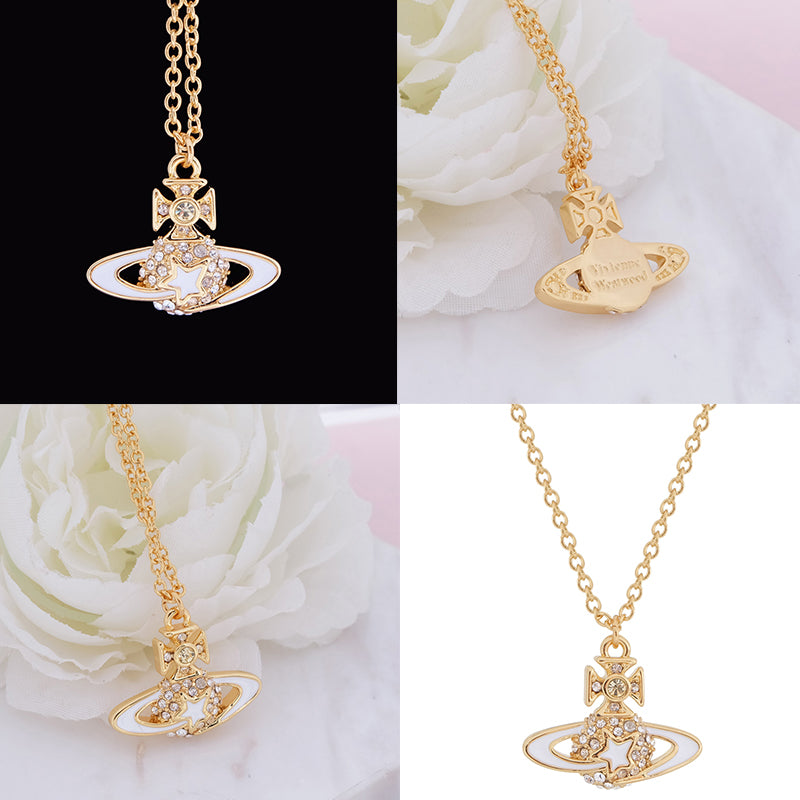 Shooting Star Mini Gem Studded Orb Pendant Necklace (5 Colors)