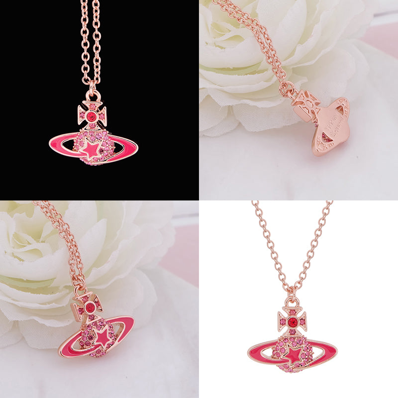 Shooting Star Mini Gem Studded Orb Pendant Necklace (5 Colors)