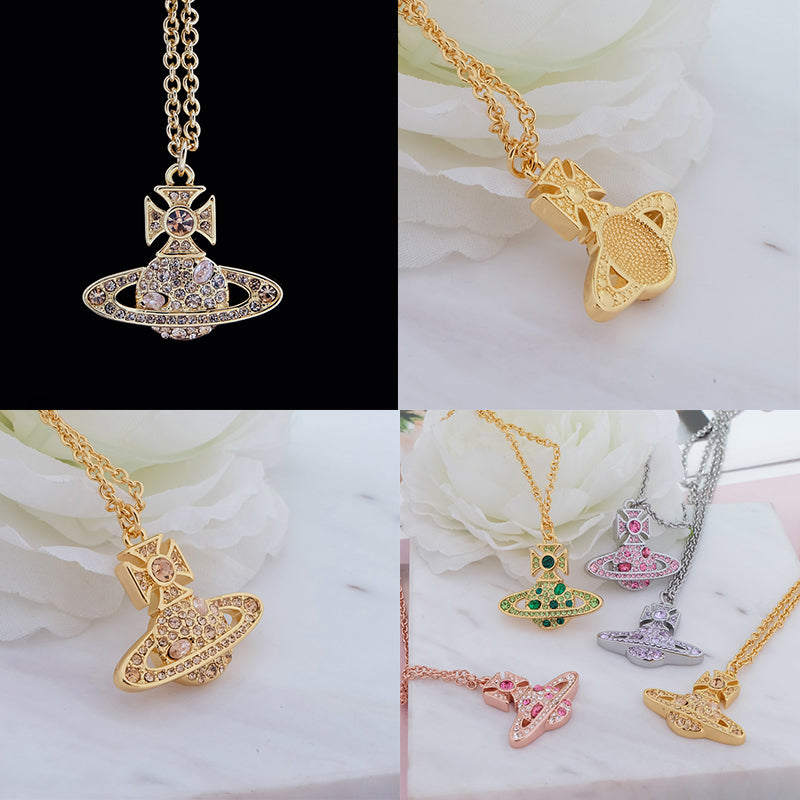 Colored Multi Gemstone Orb Pendant Necklace (6 Colors)