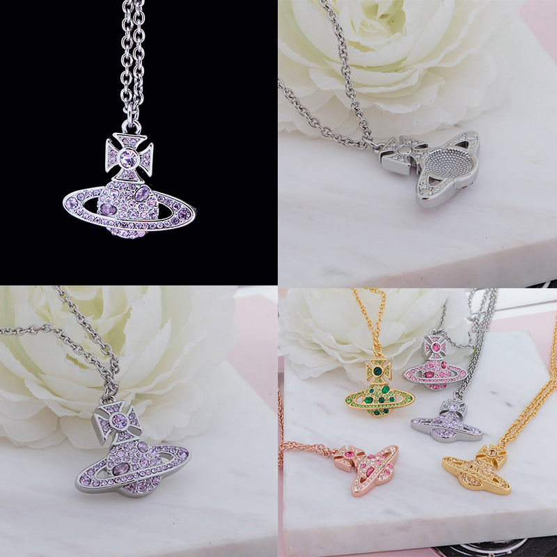 Colored Multi Gemstone Orb Pendant Necklace (6 Colors)