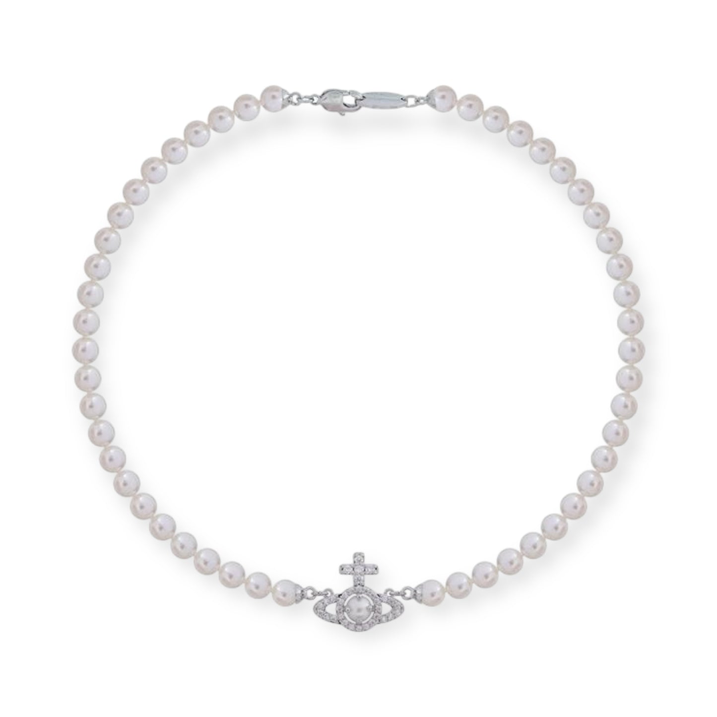 Beaded Pearl Gem Studded Pendant Orb Necklace (3 Colors)