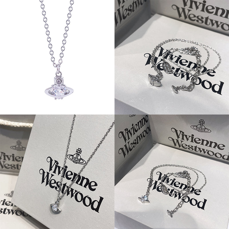 Mini Heart Gemstone Orb Pendant Necklace Purple & Silver (2 Colors)