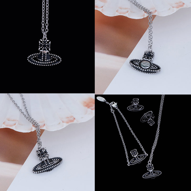 Colorful Square Dotted Orb Pendant Necklace (4 Colors)