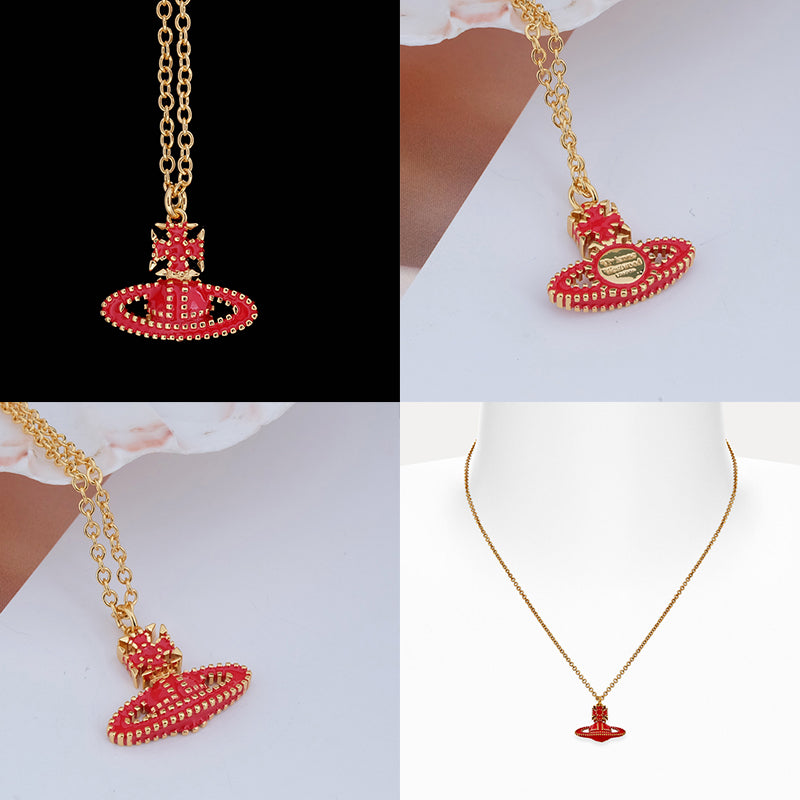 Colorful Square Dotted Orb Pendant Necklace (4 Colors)