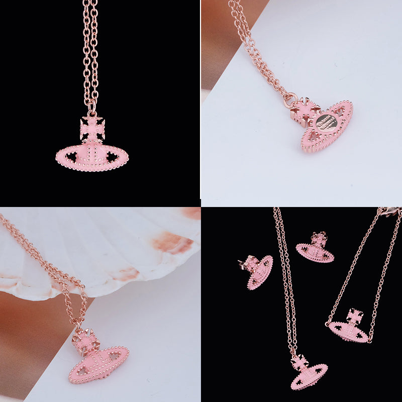 Colorful Square Dotted Orb Pendant Necklace (4 Colors)