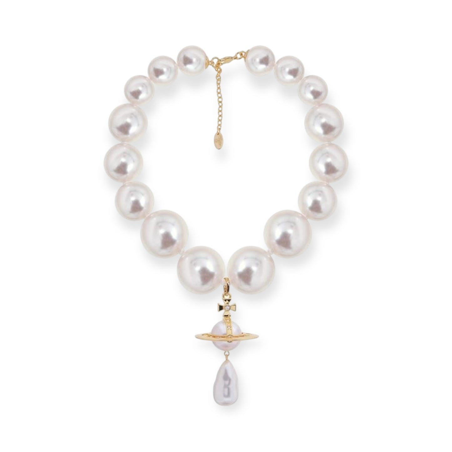 Jumbo Pearl Choker Tear Drop Orb Pendant Necklace Gold & Silver (2 Colors)